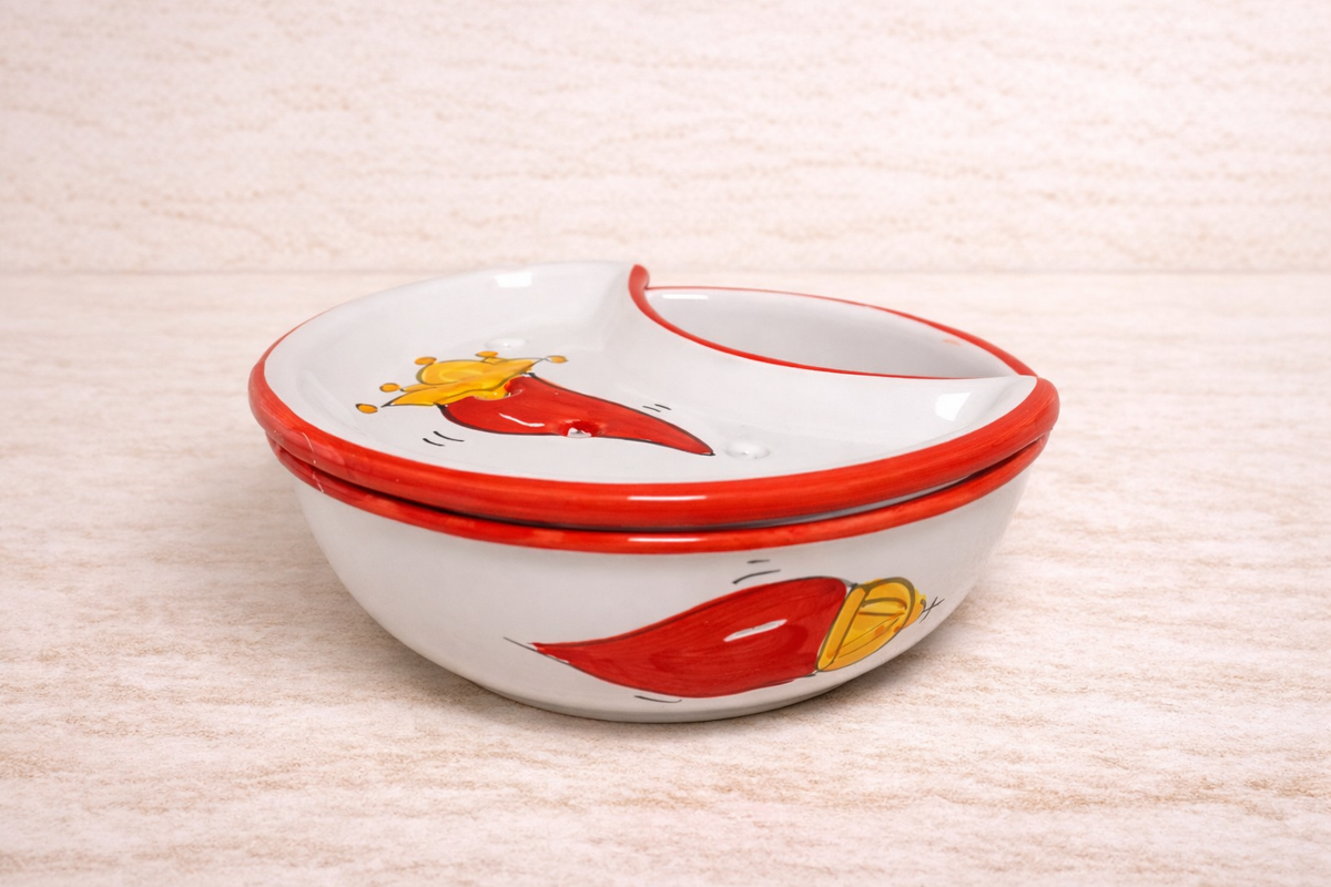 Set Cucina Scaramanzia 3 Pezzi - Ceramica di Vietri - Cornetto Rosso e Oro