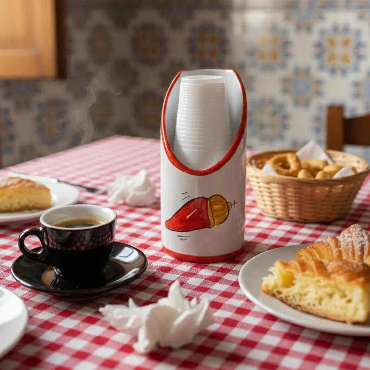 Set Cucina Scaramanzia 3 Pezzi - Ceramica di Vietri - Cornetto Rosso e Oro