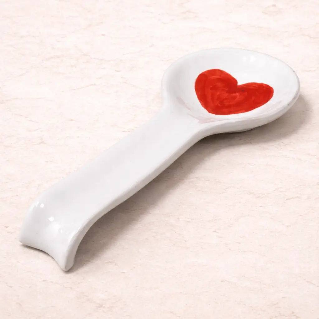 Poggia Mestolo con Cuore Rosso in Ceramica di Vietri - Il Porta Cucchiarella Mamma Art