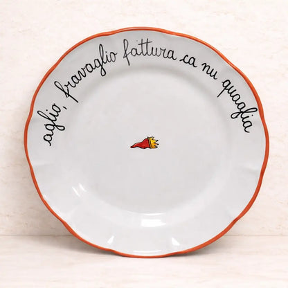 Piatto Piano "Aglio Fravaglio" in Ceramica di Vietri – La Protezione a Tavola!
